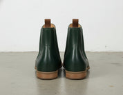 back-view - Women's Handmade Dark Green Leather Chelsea Boots
