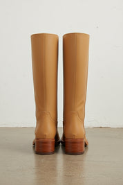 back-view - Women's Handmade Leather Knee-High Boots, Pull-On Riding Boot, Buttery Soft Leather Boot