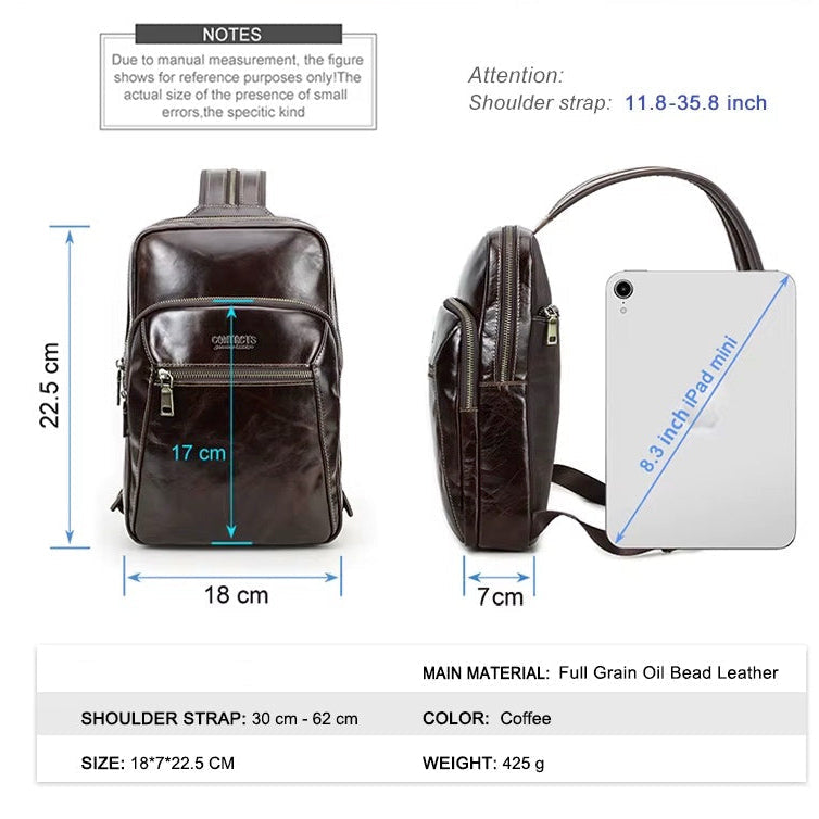 Men's Genuine Leather Mini 8.3'' Ipad Backpack - Sling Shoulder Bag