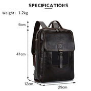 Men's Waterproof Leather Laptop Travel Backpack