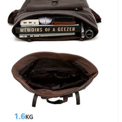 Handmade Full-Grain Leather Men's Travel Laptop Backpack with Adjustable Straps