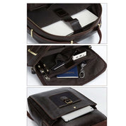 Handmade Zipper Full-Grain Leather Men’s Laptop Backpack