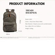 Handmade Waxed Canvas Backpack for Men, Waterproof Outdoor Camping Bag