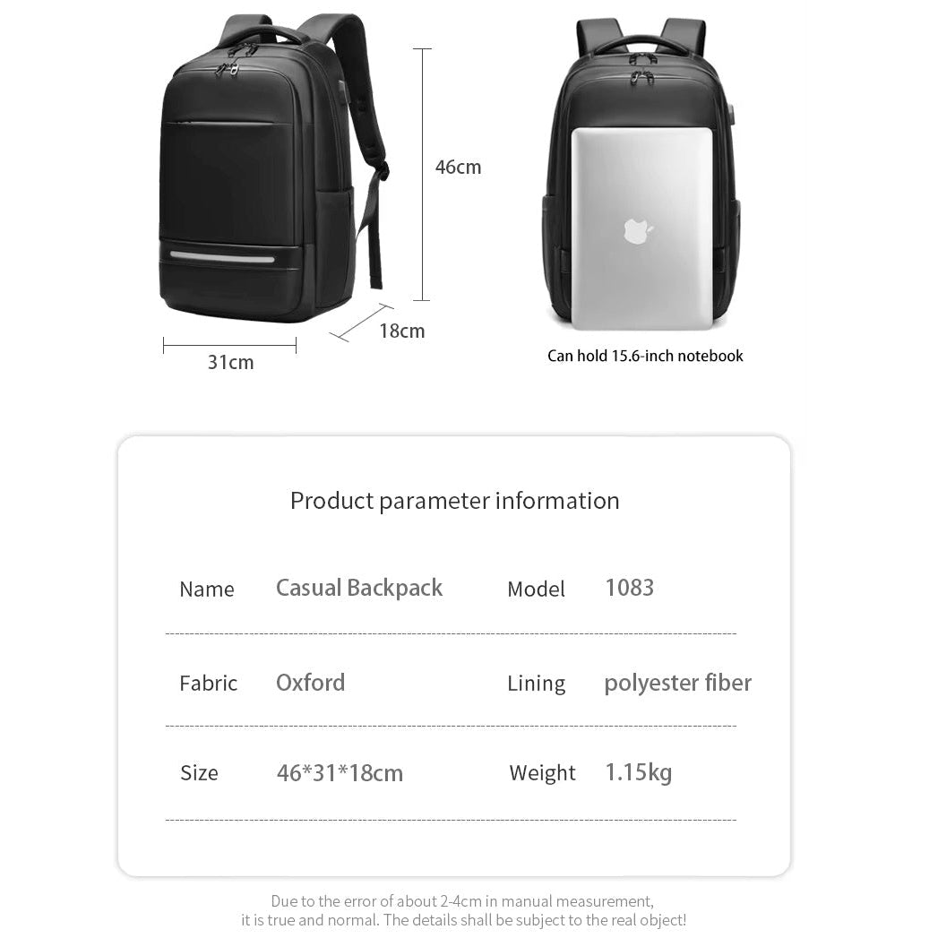 Waterproof Men's Travel Backpacks with USB Port