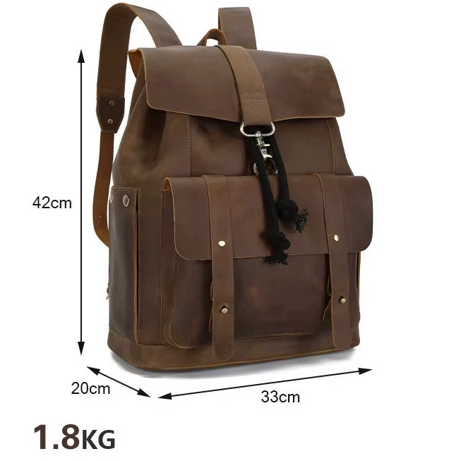Men's Leather Drawstring Backpack for Laptop