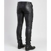 Men's Slim Fit Buckle Leather Pants for Casual and Party Wear