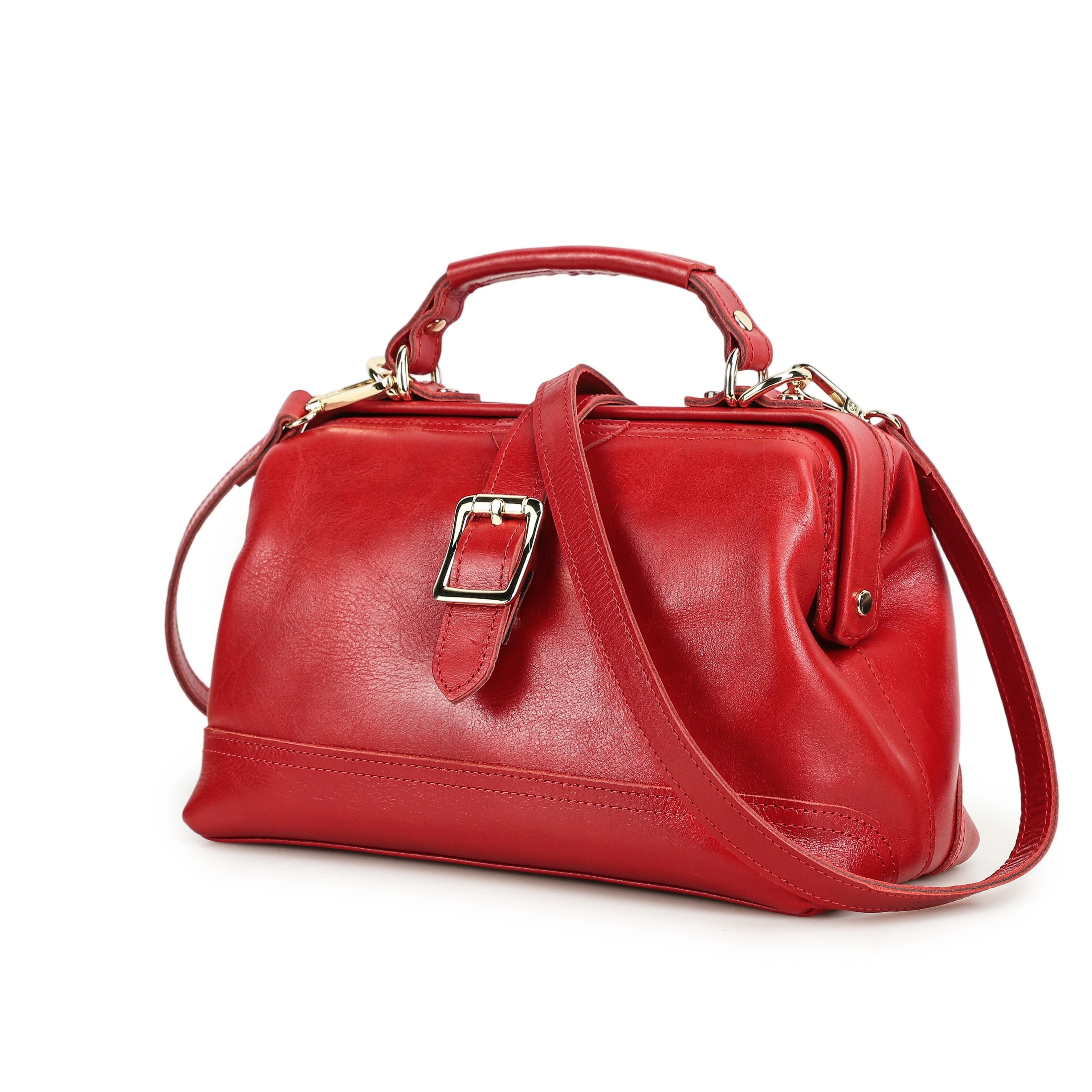 Women's Brown Leather Crossbody Satchel — Beverston