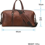 Men's Genuine Leather Color-Block Duffel Bag - Weekend & Travel Bag