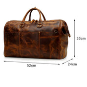 Large Zipper Genuine Leather Men’s Travel Duffel Bag