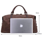 Handmade Vintage Top-Load Canvas Leather Men’s Travel Weekender Duffel Bag