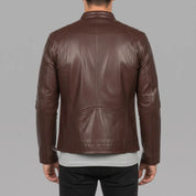 Men's Brown Leather Biker Jacket — Kendal