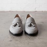 Men's Light Gray Suede Tassel Loafers — Woolton