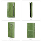 Long Bifold Leather Phone Wallet with Zippered Coin Pocket