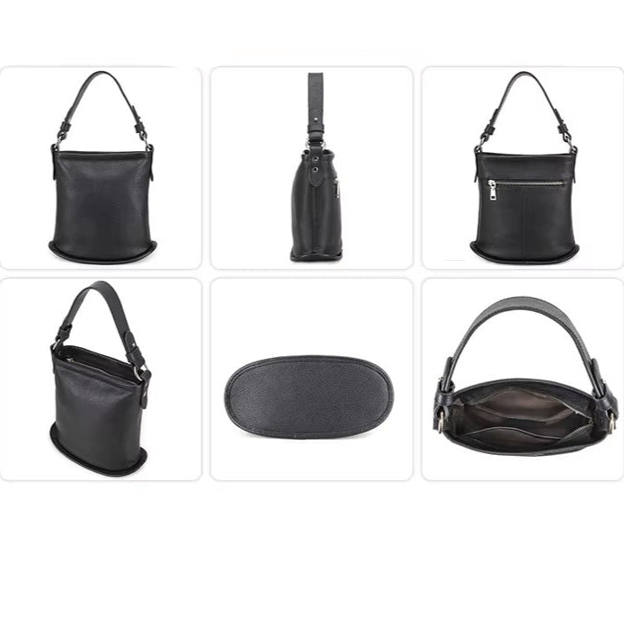 Mini Leather Bucket Bag for Women- Full Grain Handbag & Purse