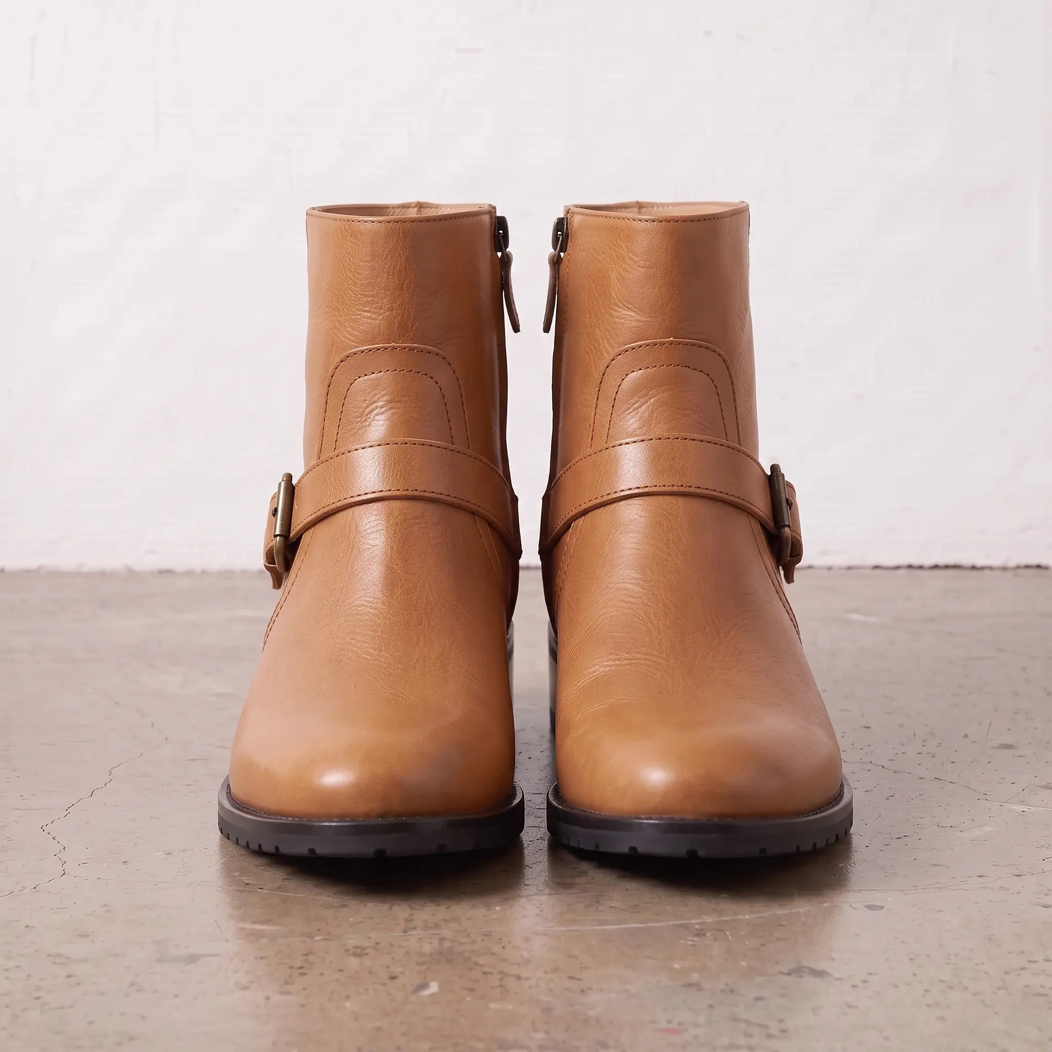 Women's Tan Plain-Toe Leather Jodhpur Boots — Kibworth