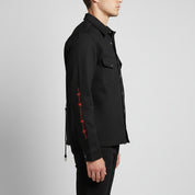 Handmade Hand Sewn Men Denim Devil Jacket, Satan Skull Printed Denim Jean Jacket