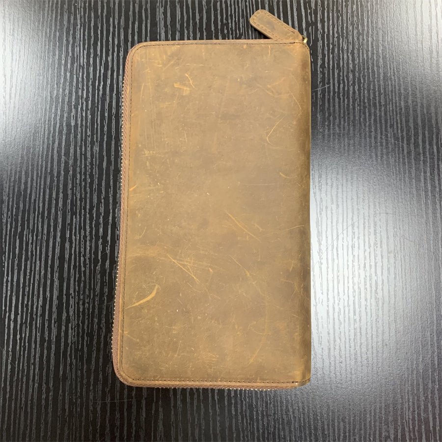 Women's Vintage RFID Zip-Around Full-Grain Leather Cardholder