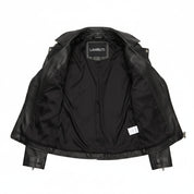Women's Black Leather Biker Jacket — Forsyth