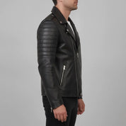 Men's Black Leather Biker Jacket — Bickley