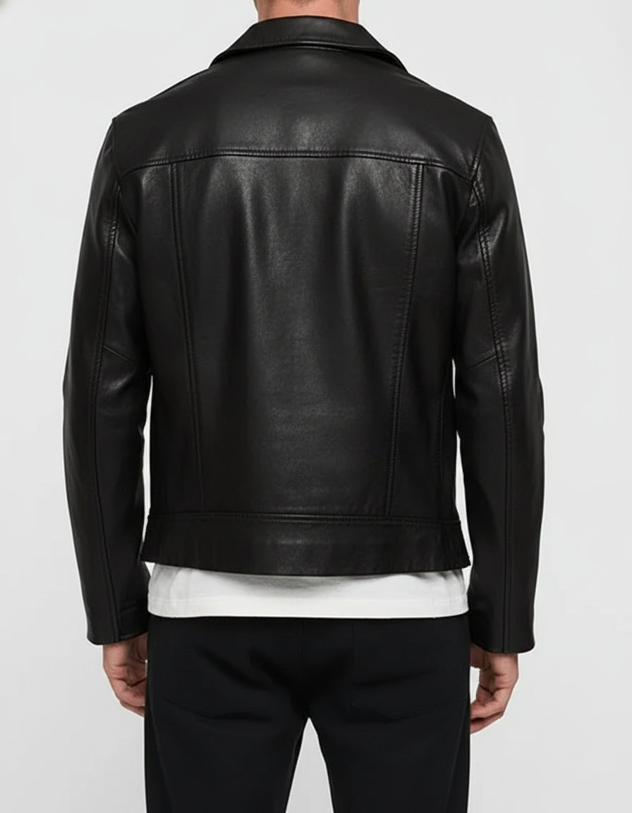 Handmade Men Black Biker Leather Jacket, Men Motorcycle Jacket, Biker Jacket for Men