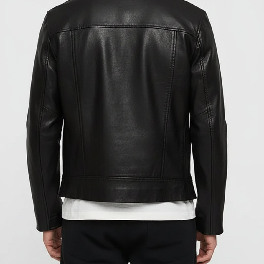 Handmade Men Black Biker Leather Jacket, Men Motorcycle Jacket, Biker Jacket for Men