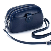 Women's Black Full-Grain Leather Crossbody Phone Bag