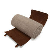 Dark Brown Full-Grain Leather Rolled Blanket Carrier with Brass Hardware