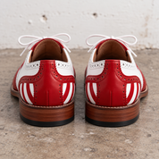 Men's Cherry Red and White Wingtip Leather Derby Brogues — Aclifford