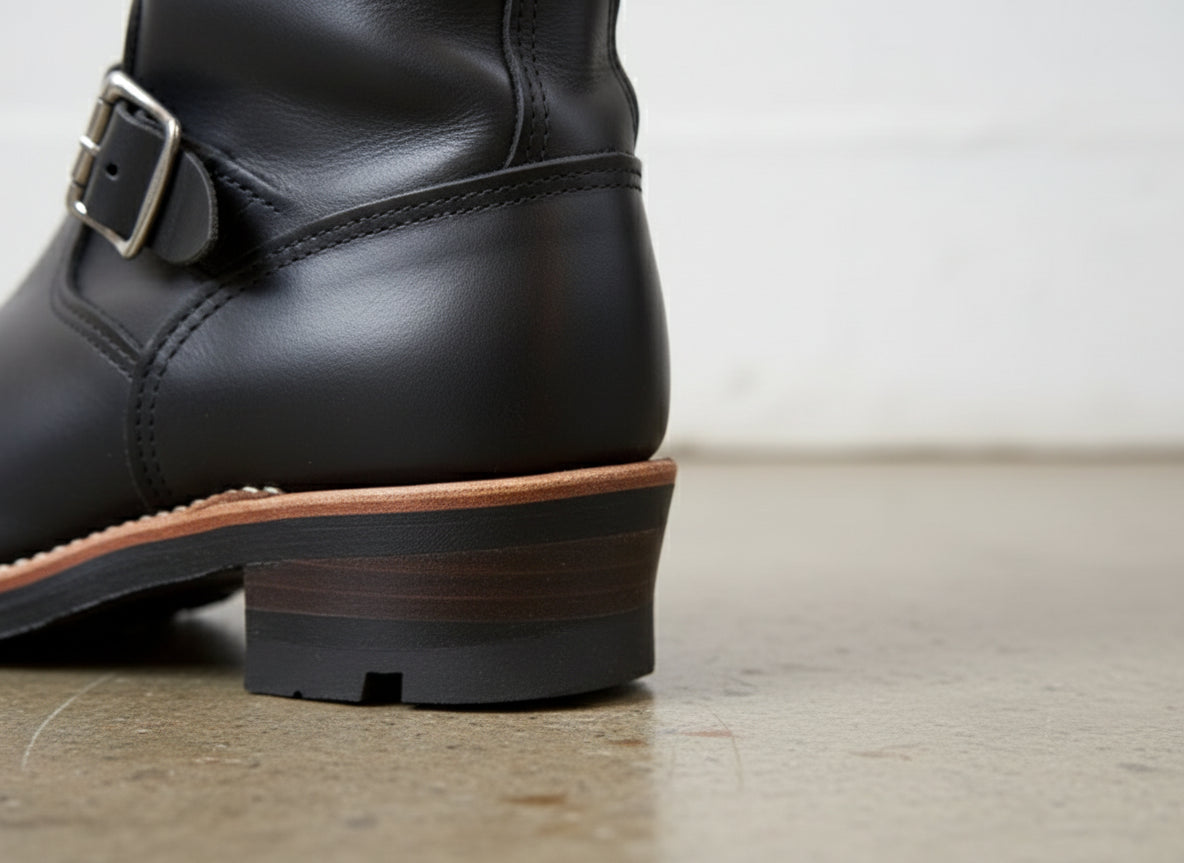 Biker boots for men, Handmade Mens black biker rider boot Motorcycle boot - detail-view-showing-texture