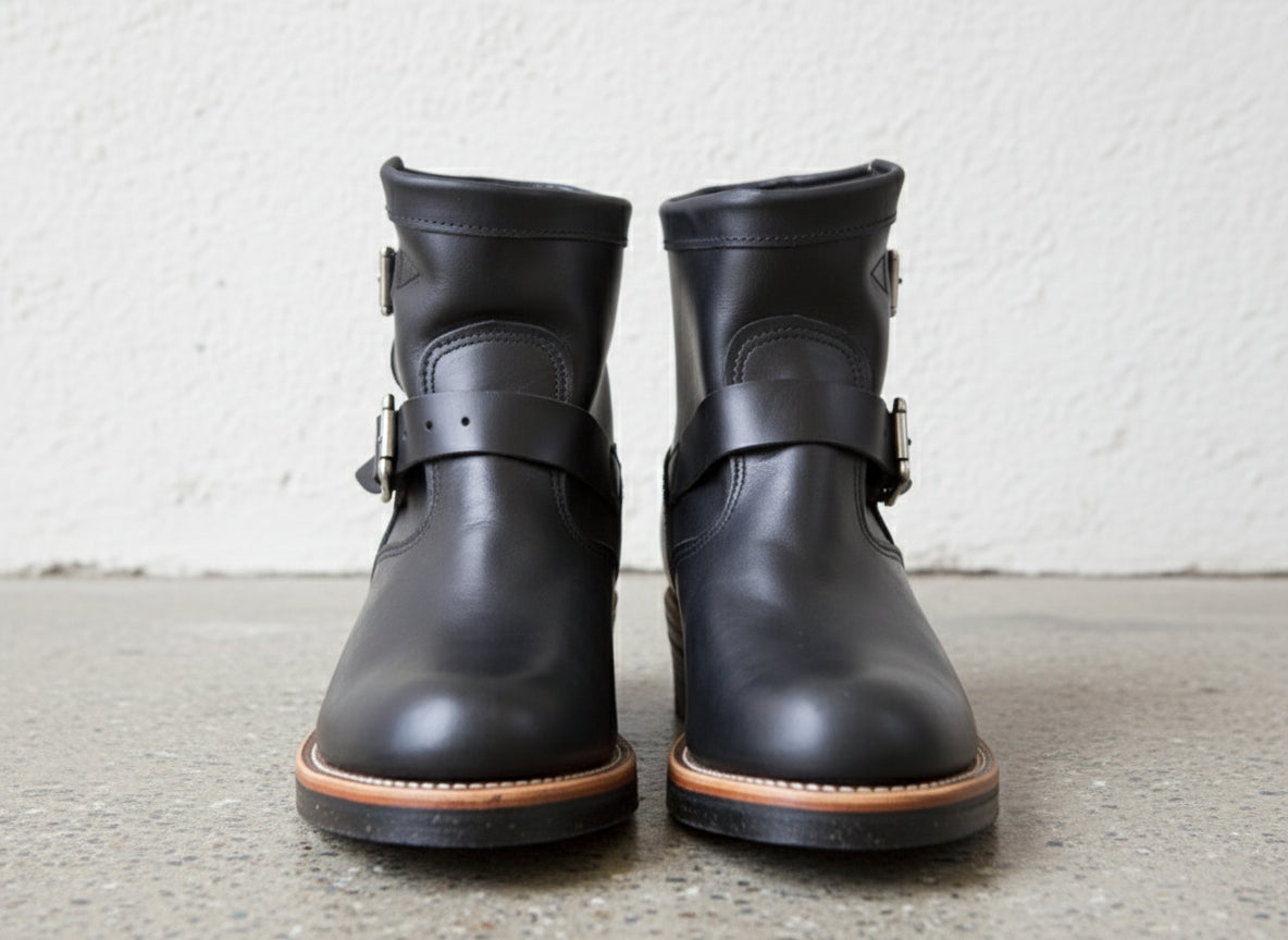 Biker boots for men, Handmade Mens black biker rider boot Motorcycle boot - front-view