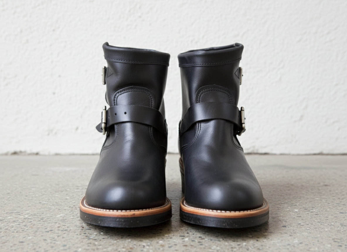 Biker boots for men, Handmade Mens black biker rider boot Motorcycle boot - front-view