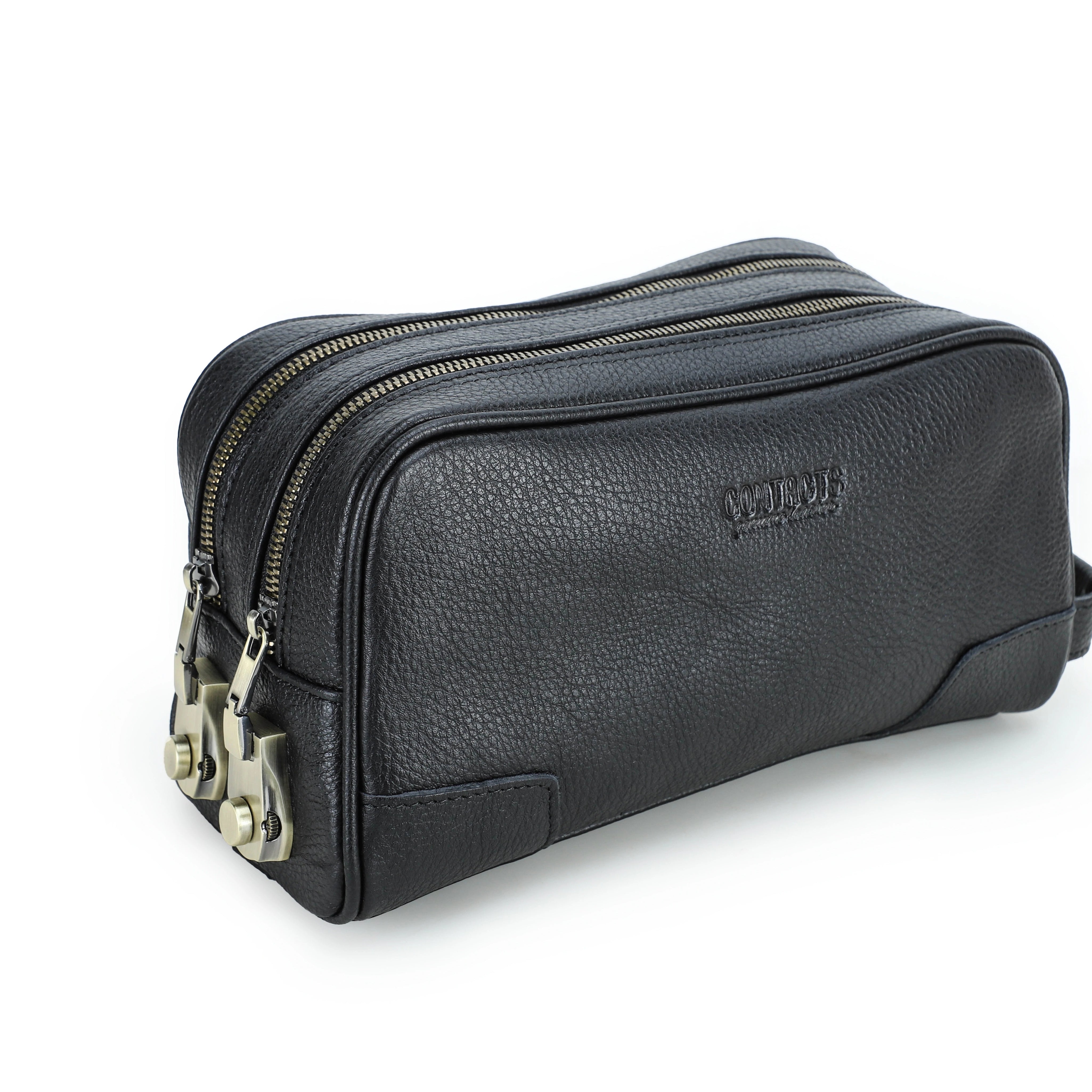 Men's Brown Leather Toiletry Bag — Newham