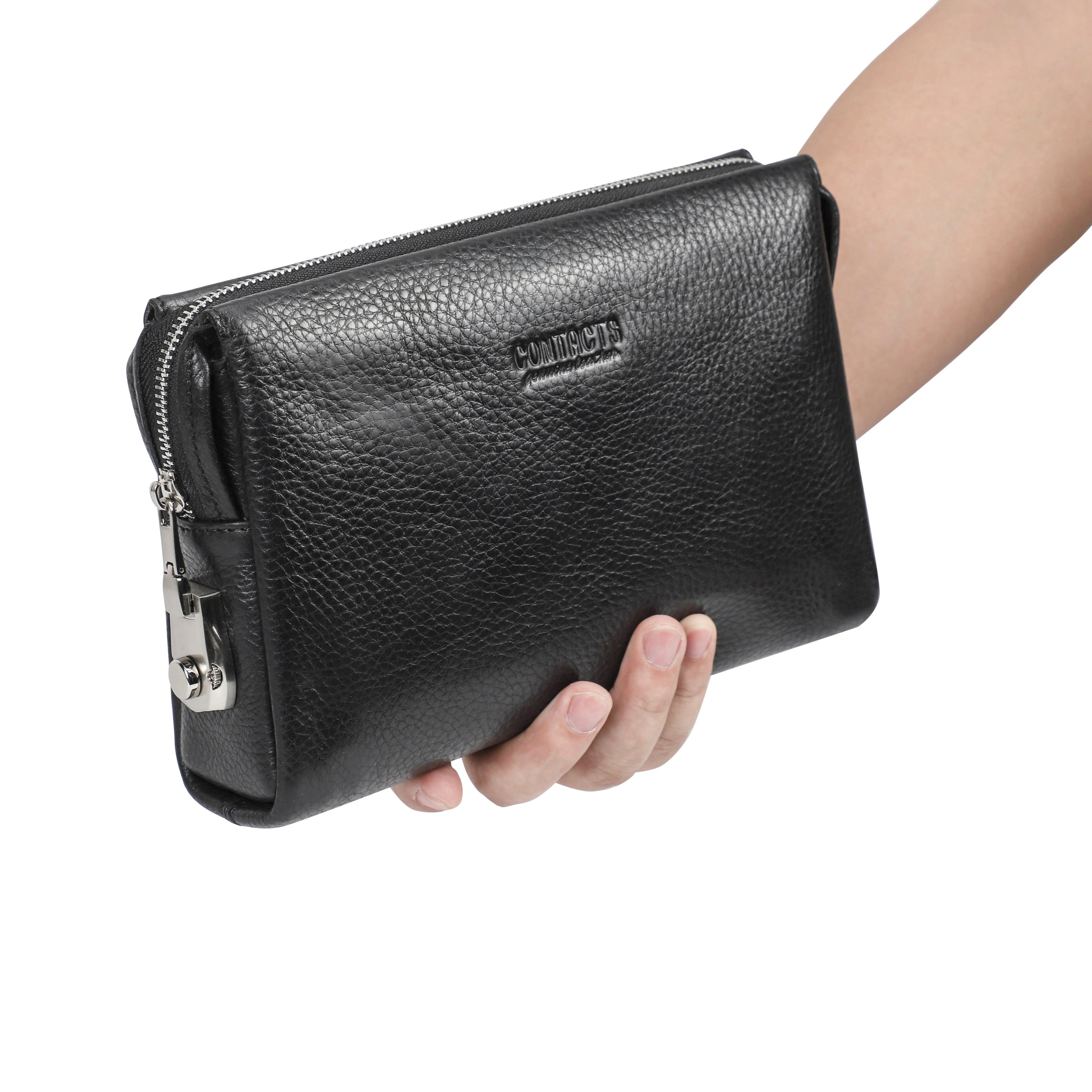 Men’s Leather Clutch Bag, Anti-Theft Full Grain Handbag
