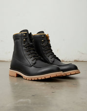 Black-Handmade Full-grain Biker Boots-front-view
