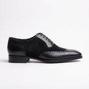 Black Suede and Leather Wingtip Cap-Toe Oxfords — Doncaster — Doncaster