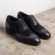 Black Suede and Leather Wingtip Cap-Toe Oxfords — Doncaster — Doncaster