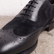 Black Suede and Leather Wingtip Cap-Toe Oxfords — Doncaster — Doncaster