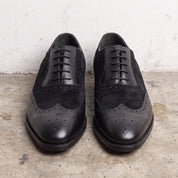 Black Suede and Leather Wingtip Cap-Toe Oxfords — Doncaster — Doncaster