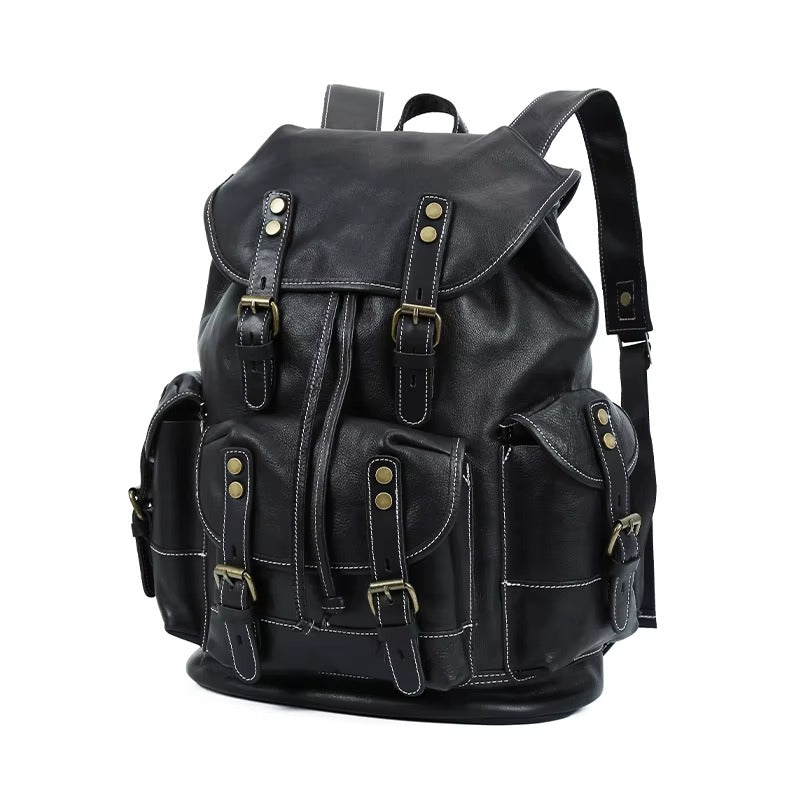 Unisex Premium Leather Backpack, Spacious Casual Sports Bag