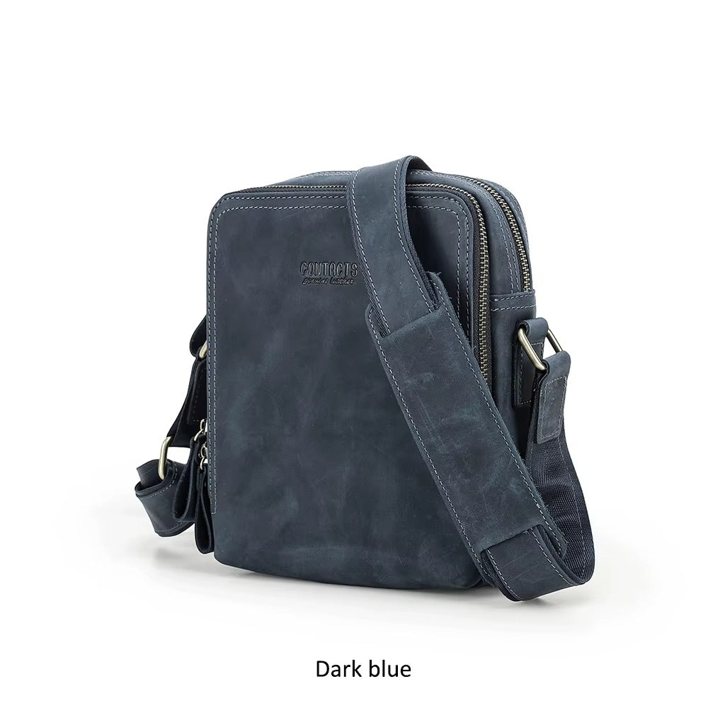 Men’s Leather Crossbody Bag - Genuine Messenger Bag for iPads