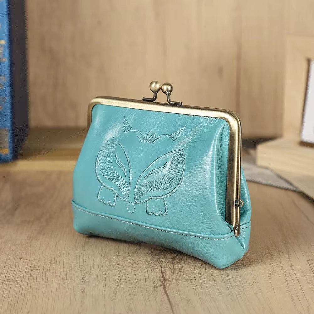 Women's Leather Kiss Lock Coin Purse