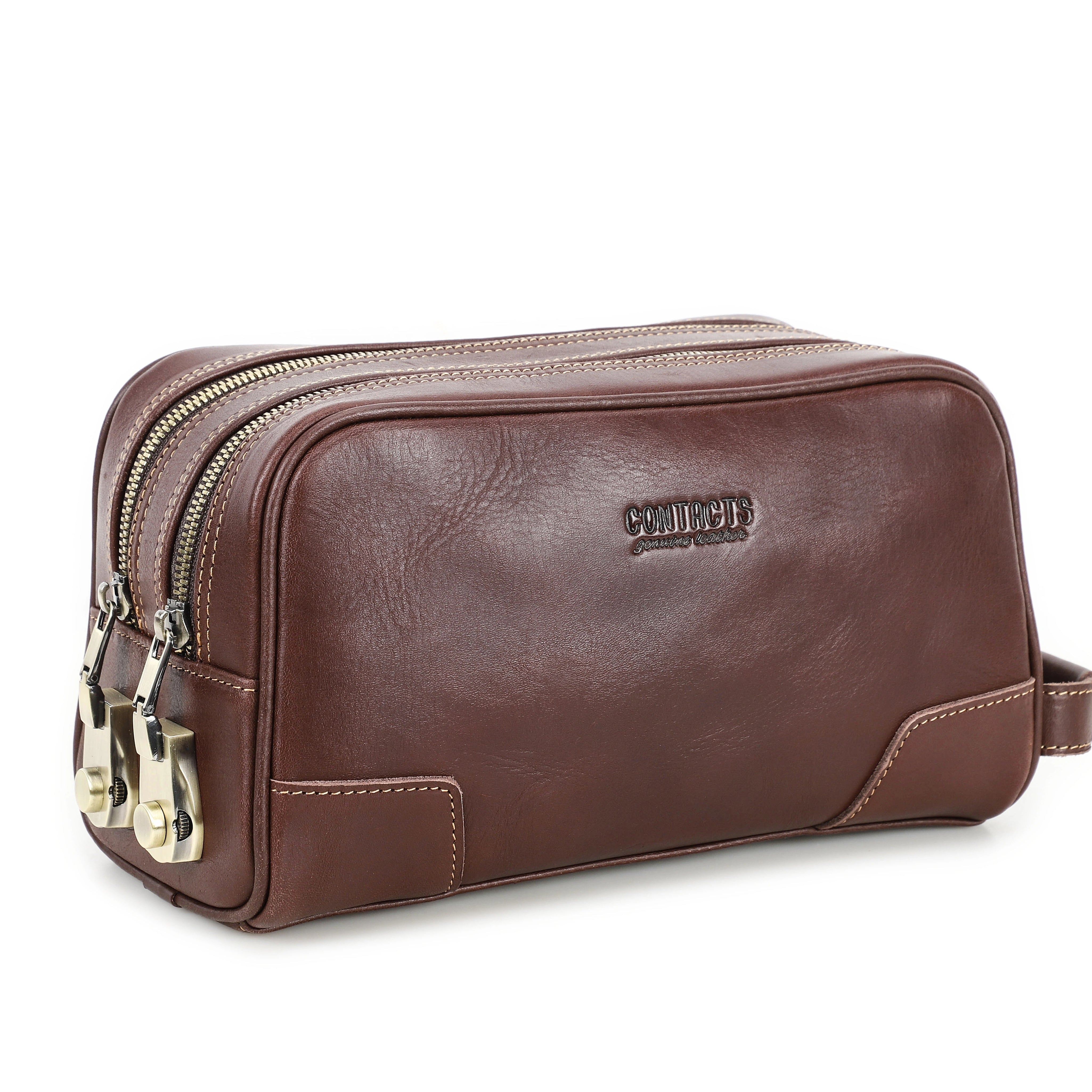 Men's Black Pebbled Leather Toiletry Bag — Paxton
