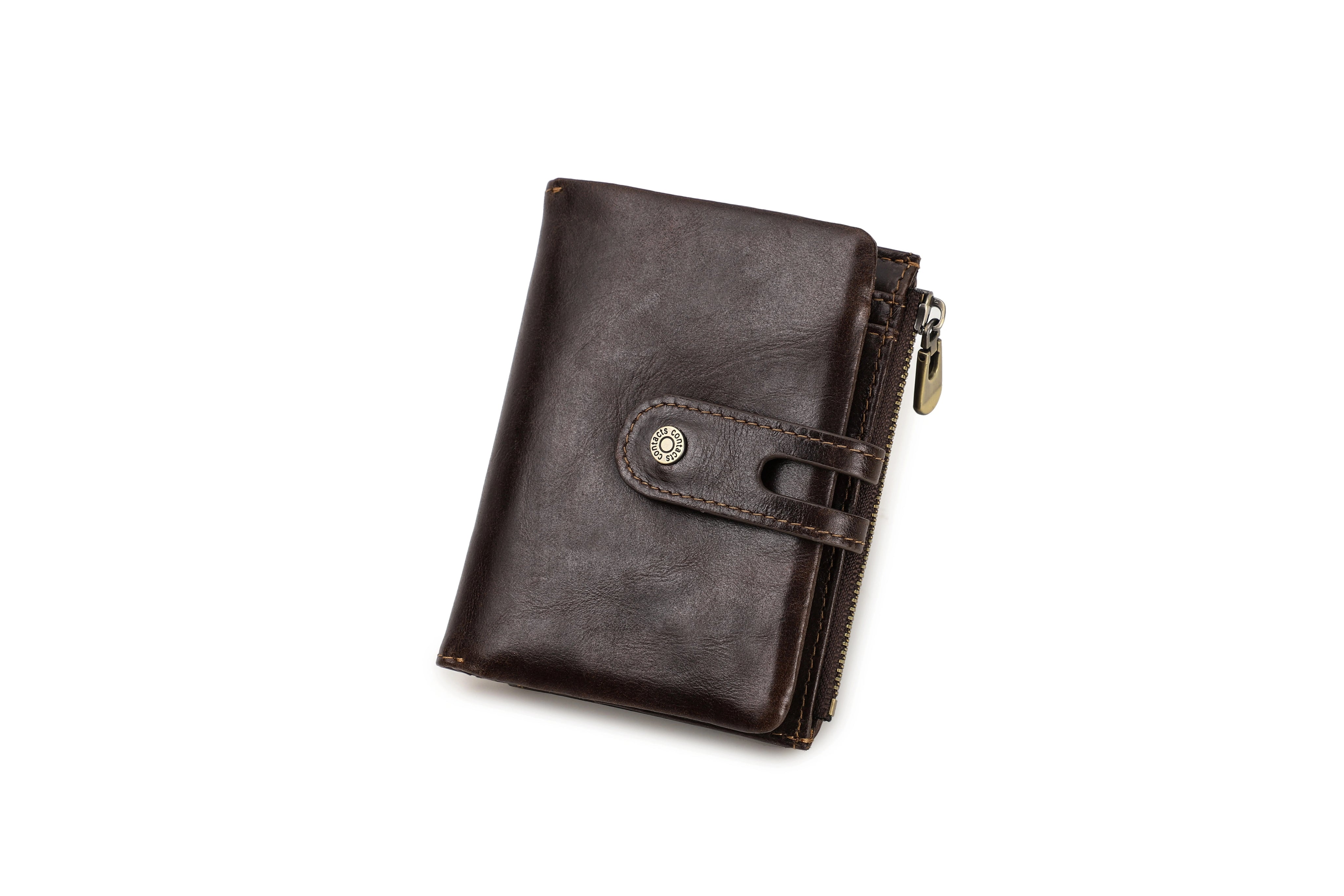 Women's Leather Wallet with Airtag Slot & Card Organizer