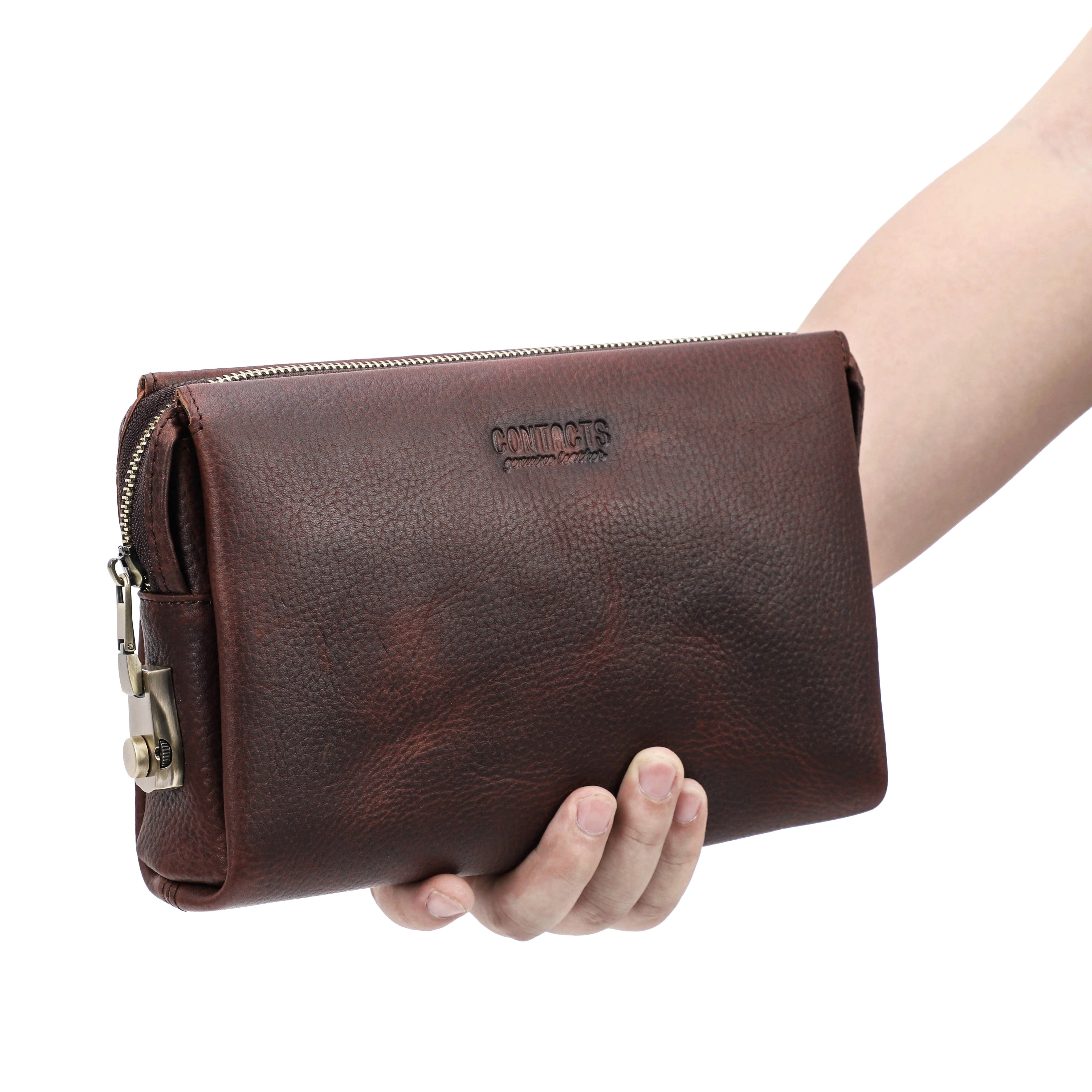 Men’s Leather Clutch Bag, Anti-Theft Full Grain Handbag