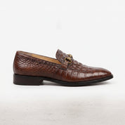 Brown Alligator-Embossed Leather Bit Loafers — Hartley