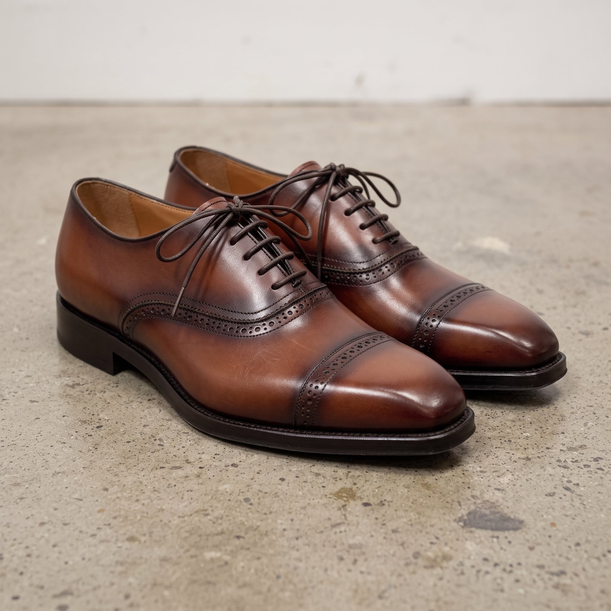 Brown Cap-Toe Leather Oxfords — Fisk