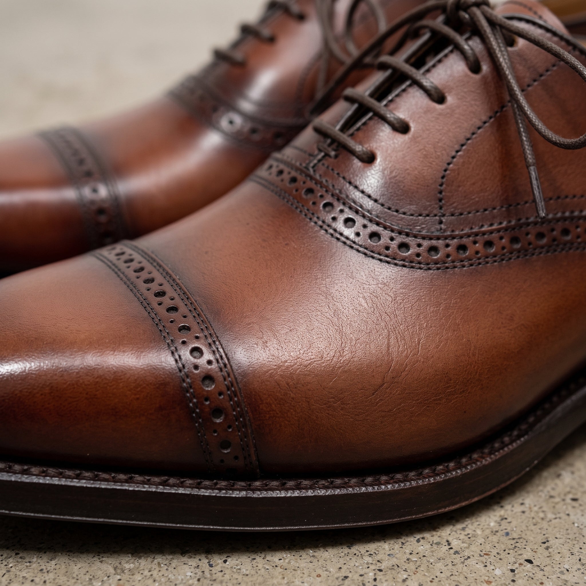 Brown Cap-Toe Leather Oxfords — Fisk