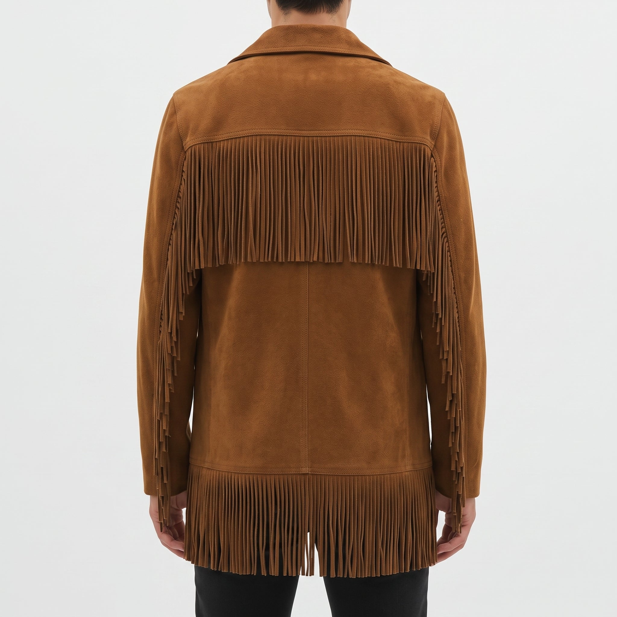 Men's Brown Fringe Suede Jacket — Howland