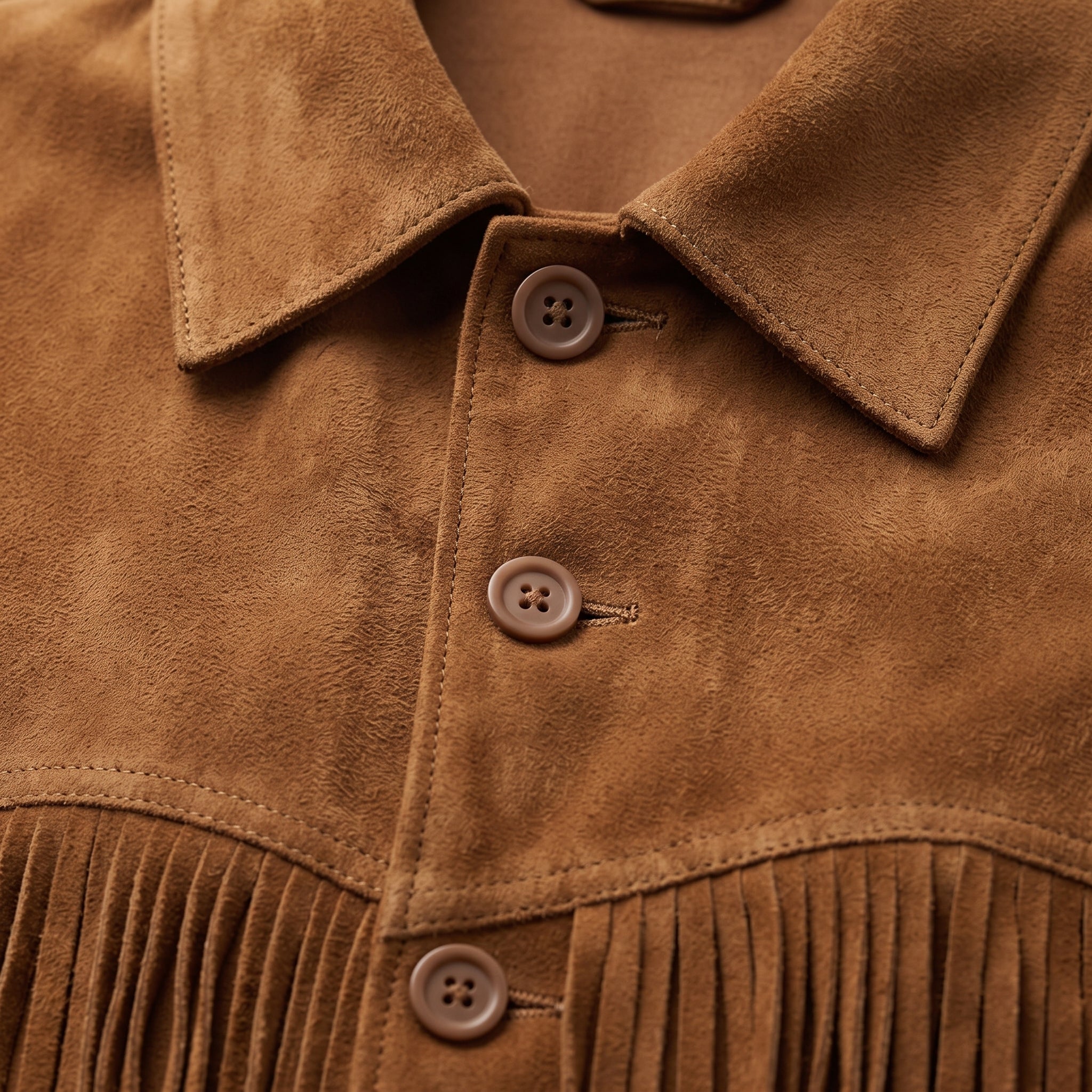 Men's Brown Fringe Suede Jacket — Howland