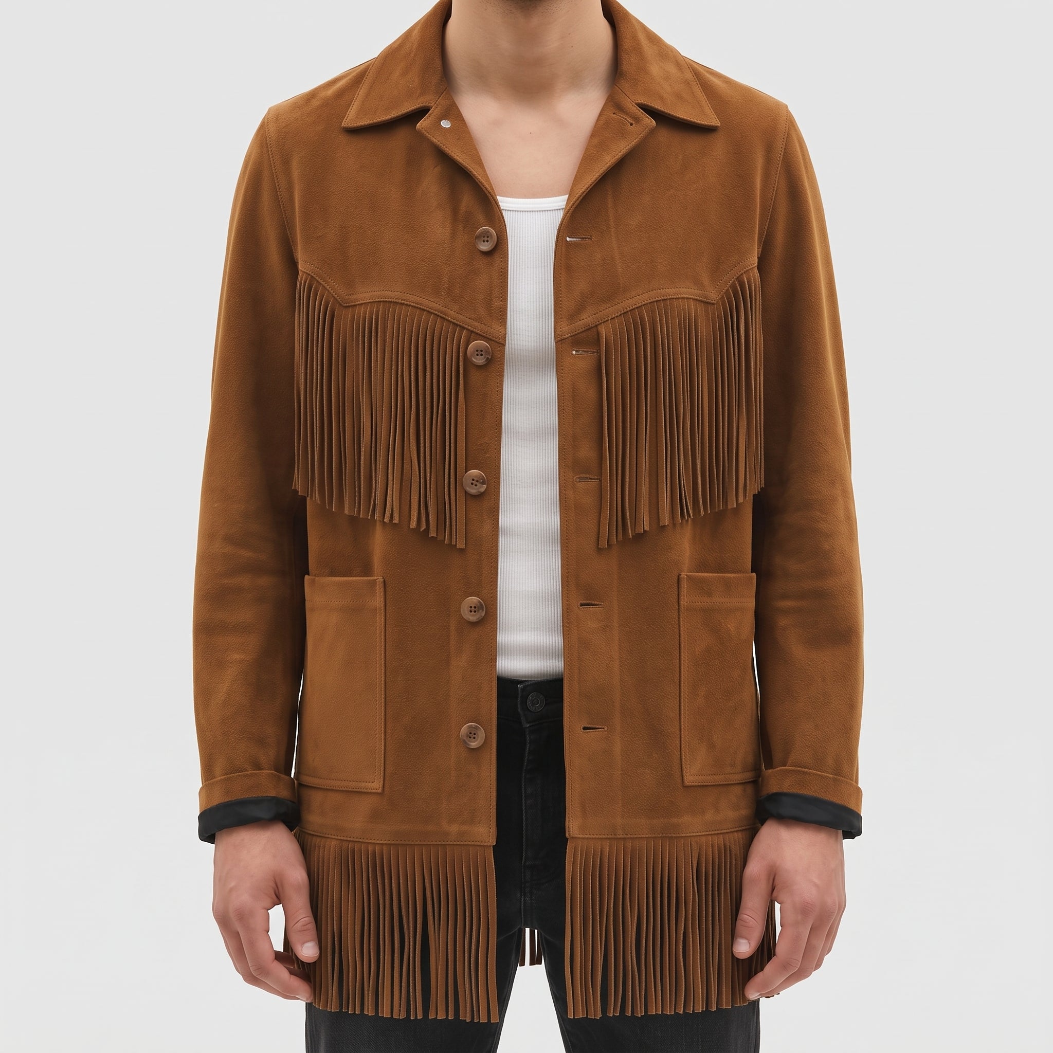 Men's Brown Fringe Suede Jacket — Howland